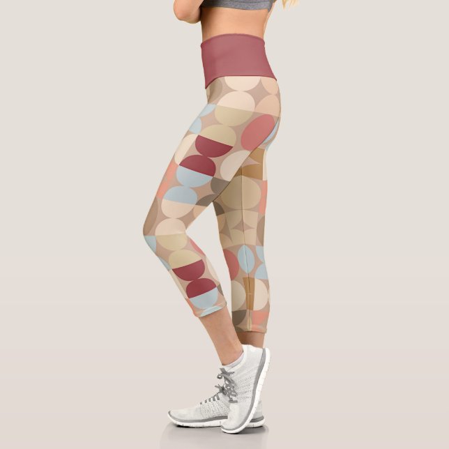 Abstrakte Halbkreise Mod Op Fusion Art Muster Capri Leggings (Links)