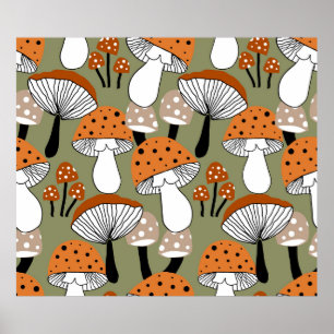 Abstrakte Hand Zeichnend bunte Pilze Wiederholen Poster