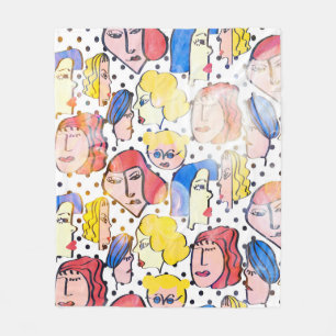 Abstrakte Hand zeichnend Frau konfrontiert Cartoon Fleecedecke