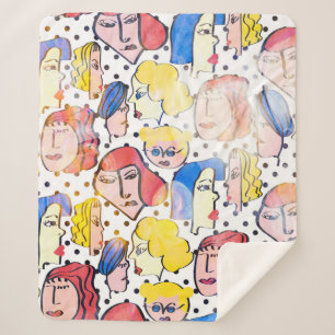 Abstrakte Hand zeichnend Frau konfrontiert Cartoon Sherpadecke