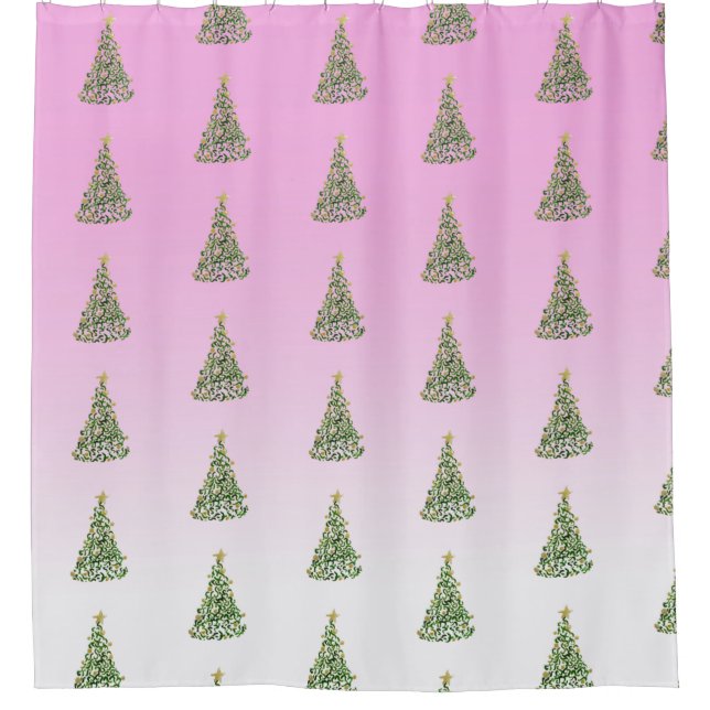 Abstrakte handgemalte Weihnachtsbaumen Duschvorhang (Vorderseite)