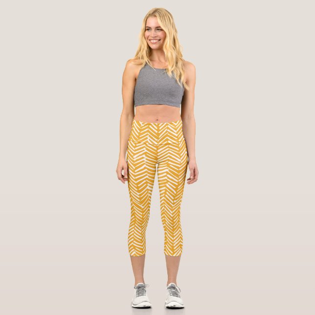 Abstrakte handgezeichnet Linien, Hipster Textur. Capri Leggings (Vorderseite)