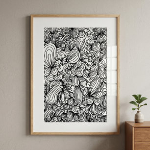 Abstrakte handgezeichnete Doodle Art Farbseite Poster