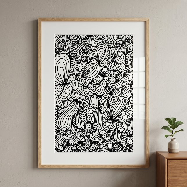 Abstrakte handgezeichnete Doodle Art Farbseite Poster (Von Creator hochgeladen)