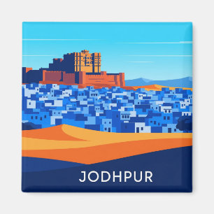 Abstrakte Häuser in Jodhpur Indien Blau Magnet