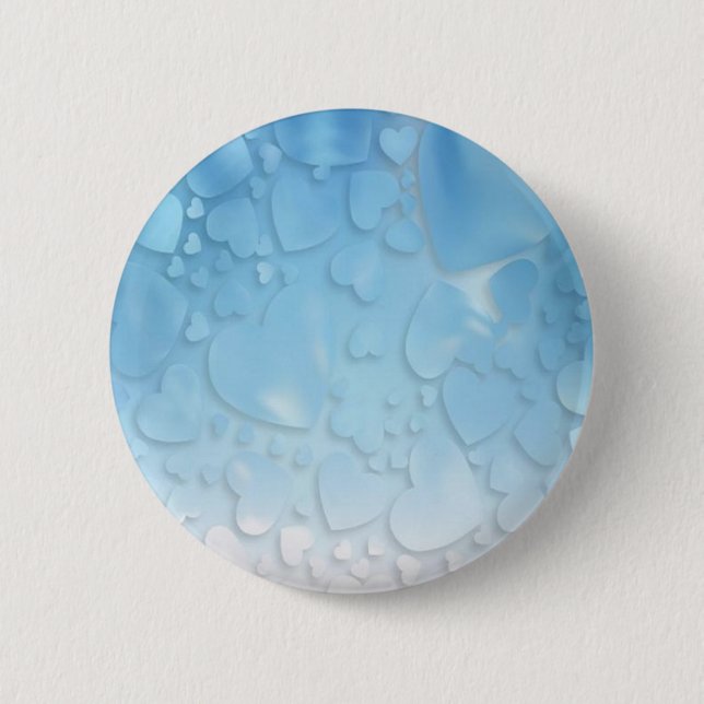 Abstrakte hellblaue Herzen Button (Vorderseite)