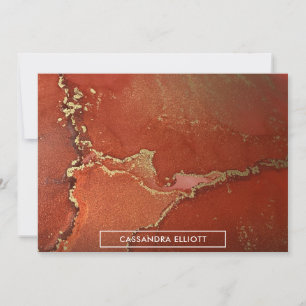 Abstrakte, helle Rot- und Goldalkoholtinte Flüssig Dankeskarte