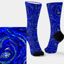 Abstrakte helle und dunkelblaue Wirbel Socken