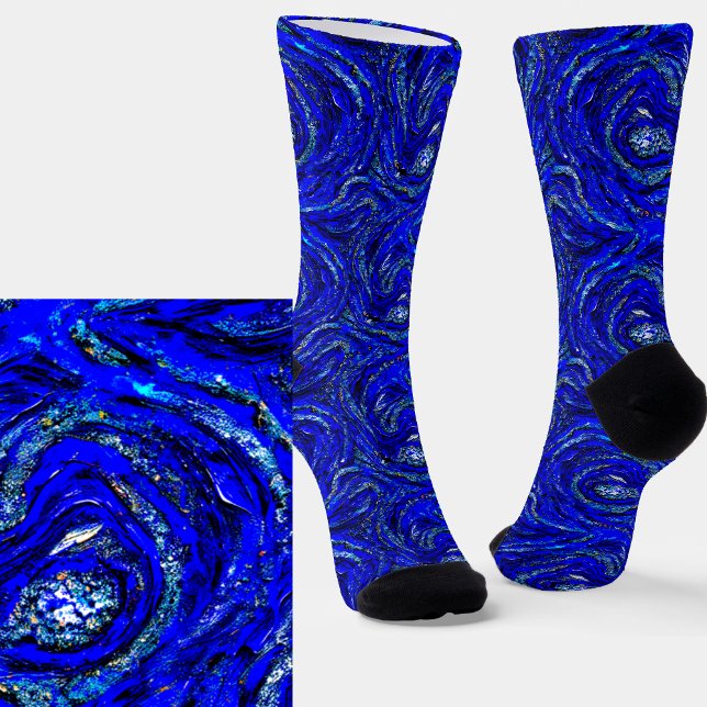 Abstrakte helle und dunkelblaue Wirbel Socken (Von Creator hochgeladen)