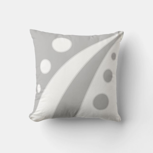 Abstrakte hellgraue und weiße Wellen mit Kreisen Kissen (Vorderseite)