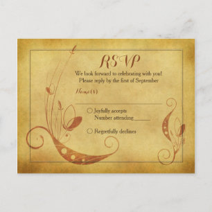 Abstrakte Herbst-Hochzeit Vintager Blumen - RSVP P Einladungspostkarte