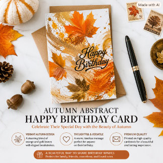 Abstrakte Herbstblätter Alles Gute zum Geburtstag Karte