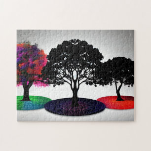 Abstrakte Herbstblätter auf weißem Hintergrund Puzzle