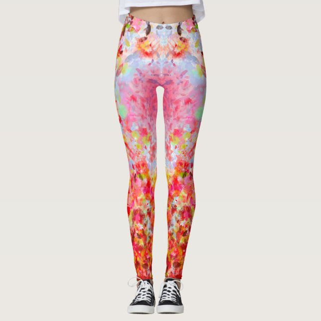 Abstrakte Herbstblätter und Himmel Leggings (Vorderseite)