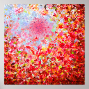 Abstrakte Herbstblätter und Himmel Poster