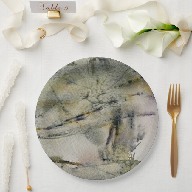 Abstrakte Herbstfarben Landschaft 2 Pappteller (Hochzeit)