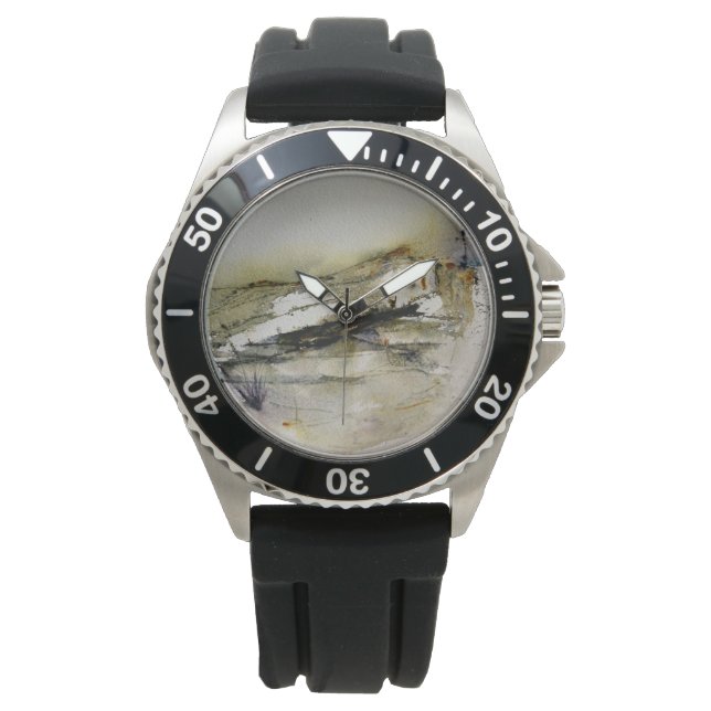 Abstrakte Herbstfarben Landschaft Armbanduhr (Vorderseite)