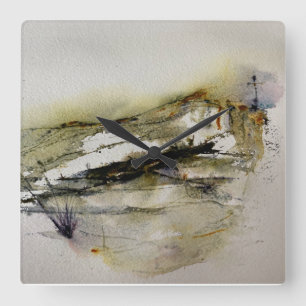 Abstrakte Herbstfarben Landschaft Quadratische Wanduhr
