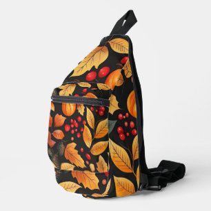 Abstrakte Herbstfarben Orange und Rote Blätter Ber Crossbody Bag