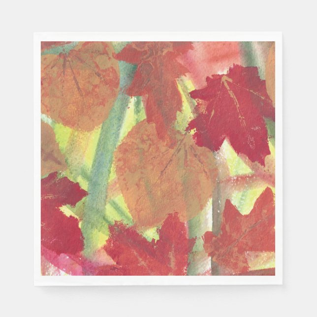 Abstrakte Herbstleaves Red Brown Orange Napkins Serviette (Vorderseite)