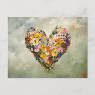 Abstrakte Herz Blumen Impressionistische Postkarte