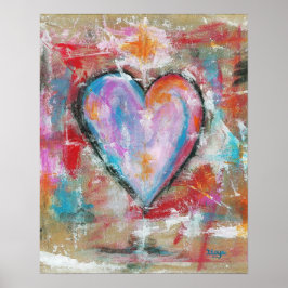 Abstrakte Herzbeschwörung Rosa Blau Poster