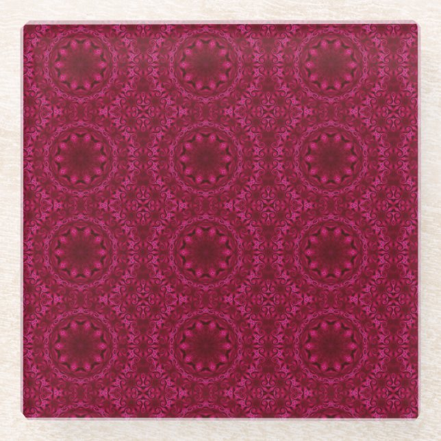 Abstrakte Herzen und Blume Glasuntersetzer (Vorderseite)