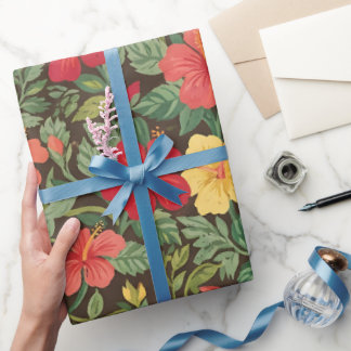 Abstrakte Hibiskus-Schmetterlinge Geschenkpapier