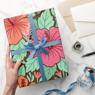 Abstrakte Hibiskus-Schmetterlinge Geschenkpapier