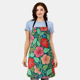 Abstrakte Hibiskus-Schmetterlinge Textil-Schürze Schürze