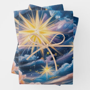 Abstrakte Himmelsterne und Wolken  Geschenkpapier Set