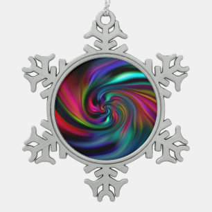 Abstrakte Hintergrundspiralen Soft I Schneeflocken Zinn-Ornament