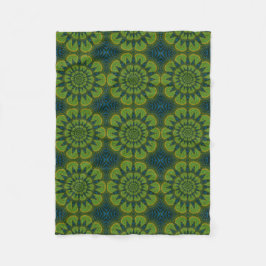 Abstrakte Hippie Green & Navy Blue Blumen Ethnisch Fleecedecke