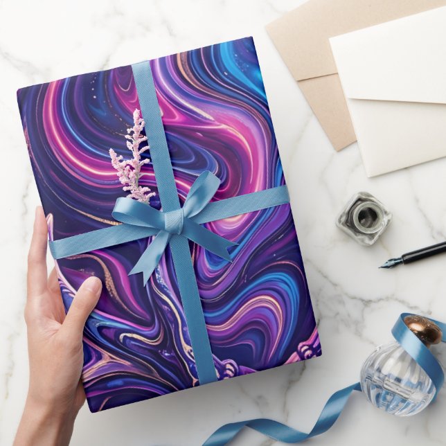 Abstrakte Hirschgeweih-Lila-Liquid-Verpackungspapi Geschenkpapier (Schenken)