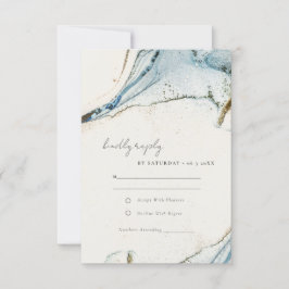 Abstrakte Hochzeit des Blue-Gold-Beachy RSVP Karte