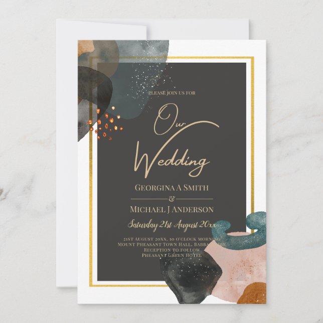 ABSTRAKTE Hochzeit im HAUSHALT Einladung (Vorderseite)