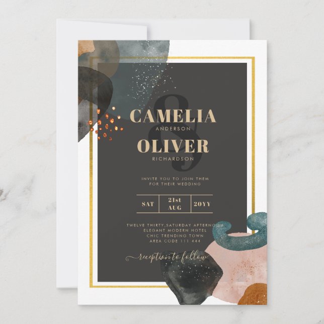 ABSTRAKTE Hochzeit im HAUSHALT Einladung (Vorderseite)