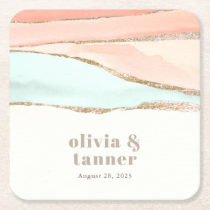 Abstrakte Hochzeit im Küstenwasser Rechteckiger Pappuntersetzer