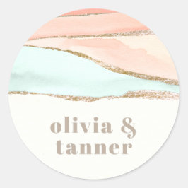 Abstrakte Hochzeit im Küstenwasser Runder Aufkleber