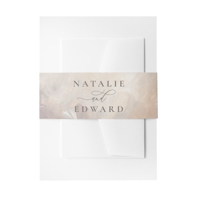 Abstrakte Hochzeit in Beige und Creme Einladungsbanderole (Vorderseite Beispiel)