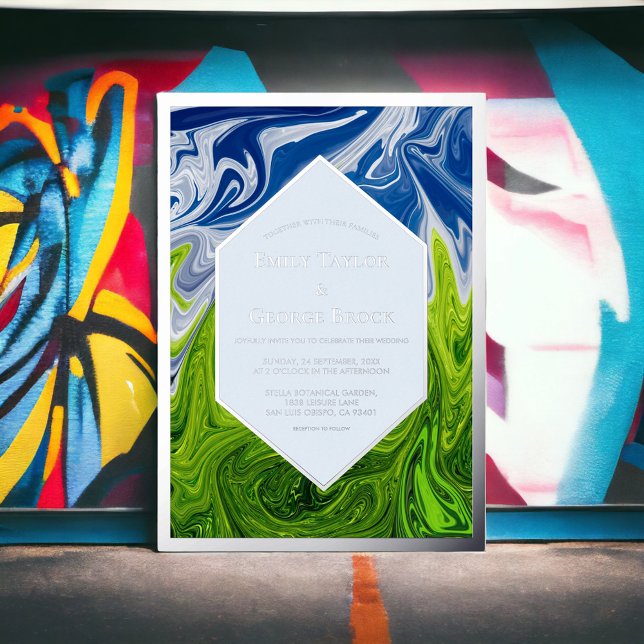 Abstrakte Hochzeit in der Landschaft des grünen Hi Folieneinladung (Von Creator hochgeladen)