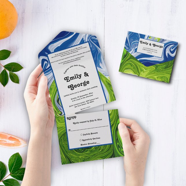 Abstrakte Hochzeit in einer eleganten Landschaft d All In One Einladung (Von Creator hochgeladen)