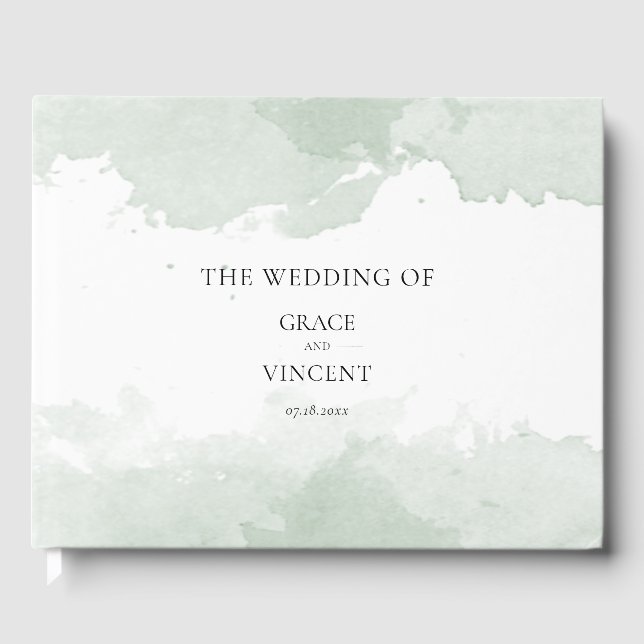 Abstrakte Hochzeit in grüner Farbe Gästebuch (Vorderseite)