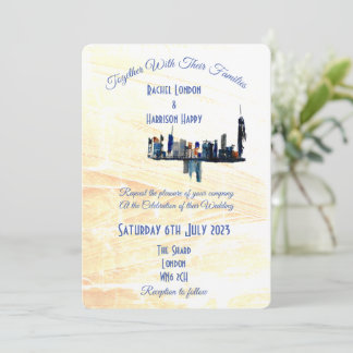Abstrakte Hochzeit in London City Einladung