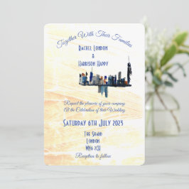 Abstrakte Hochzeit in London City Einladung