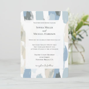 Abstrakte Hochzeit mit Blauweißcreme Einladung