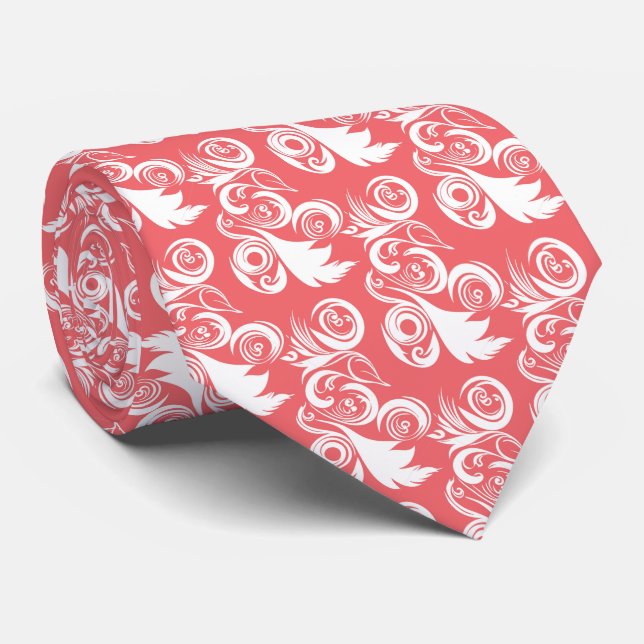 Abstrakte Hochzeit mit rosa Blättern Krawatte (Gerollt)