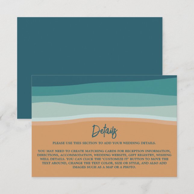 Abstrakte Hochzeiten am Strand Begleitkarte (Vorne/Hinten)