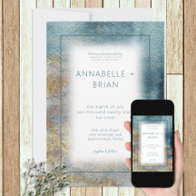 Abstrakte Hochzeitseinladung am modernen Strand