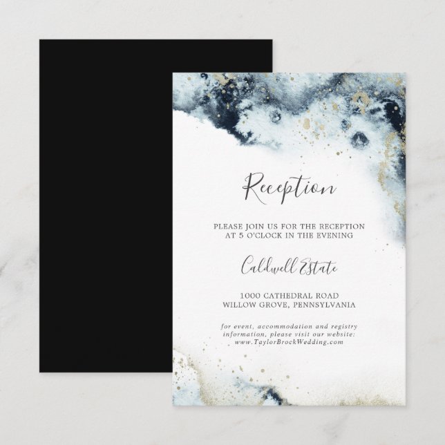 Abstrakte Hochzeitsempfehlung für Wasserfarben Begleitkarte (Vorne/Hinten)